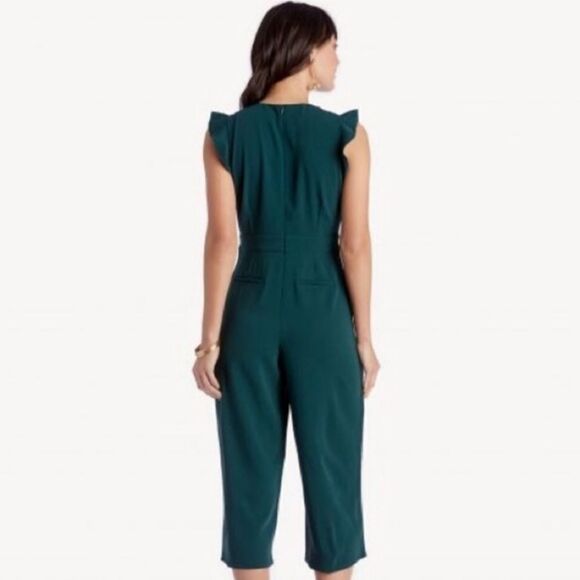 dRA By Anthropologie Kaia Wide Leg Crop Dark Green Jumpsuit Size S - Picture 2 of 9